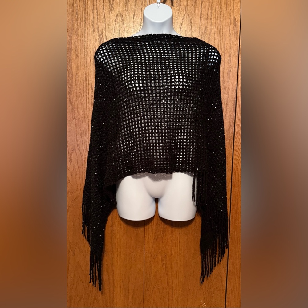 Sparkle Open-Knit Sweater Shawl NWOT